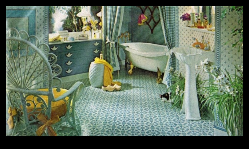 Vintage Esintili Banyo Dekorasyon Fikirleri